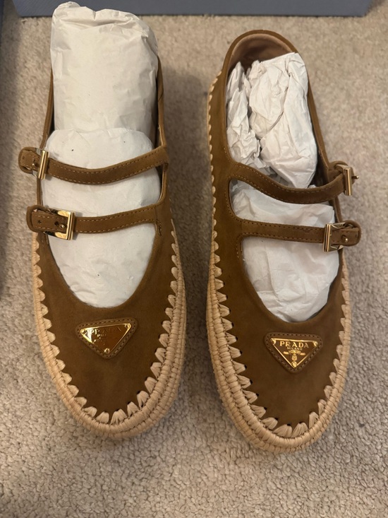 Prada Shoes - Prada Cannella Camoscio Leather Shoes in Light Blue Box